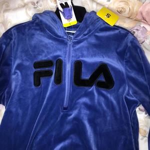 FILA Ladies' Purple Blue Velour Quarter Zip Hoodie Color (NWT) Size Small